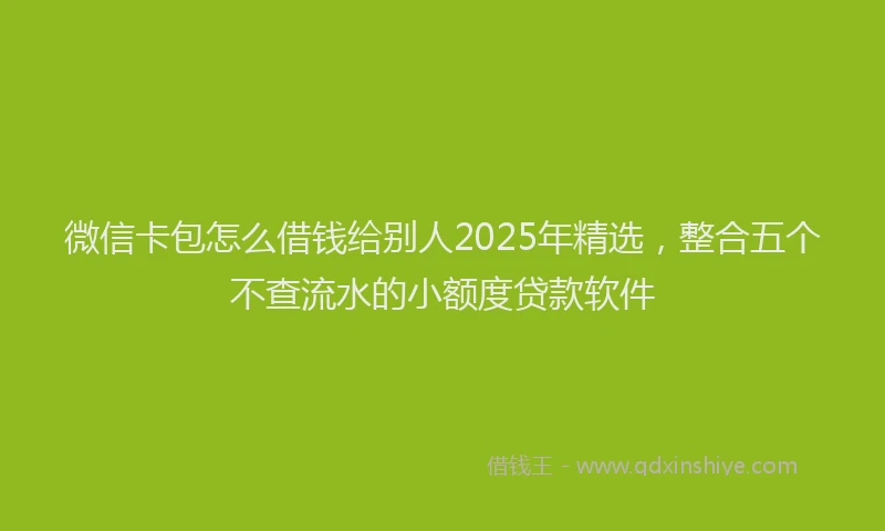 微信卡包怎么借钱给别人2025年精选，整合五个不查流水的小额度贷款软件