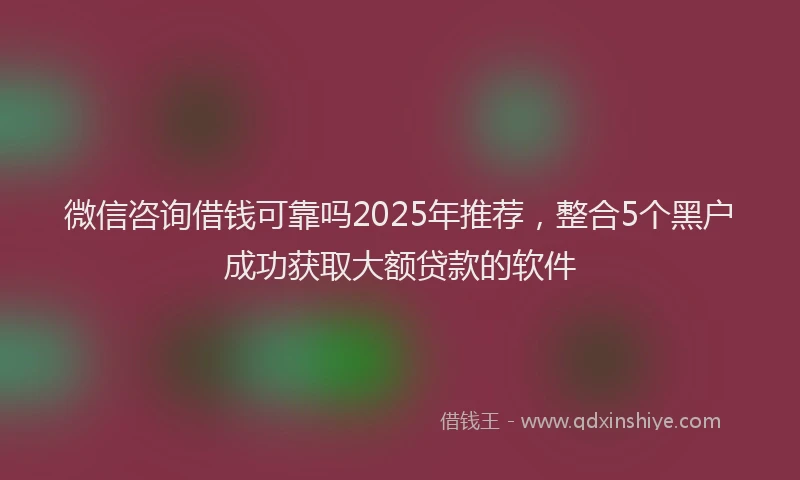 微信咨询借钱可靠吗2025年推荐，整合5个黑户成功获取大额贷款的软件
