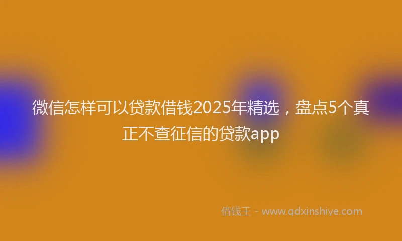 微信怎样可以贷款借钱2025年精选，盘点5个真正不查征信的贷款app