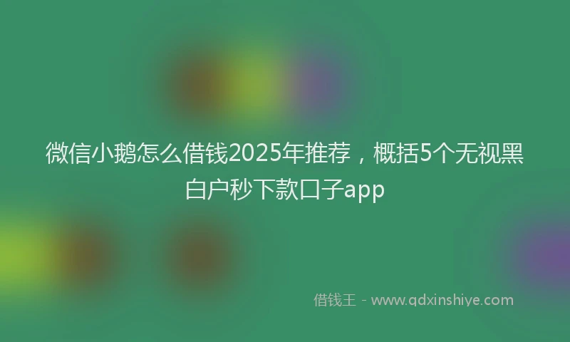 微信小鹅怎么借钱2025年推荐，概括5个无视黑白户秒下款口子app