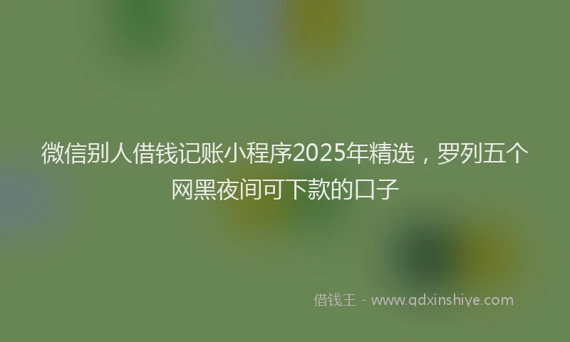 微信别人借钱记账小程序2025年精选，罗列五个网黑夜间可下款的口子
