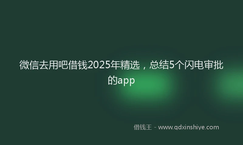 微信去用吧借钱2025年精选，总结5个闪电审批的app