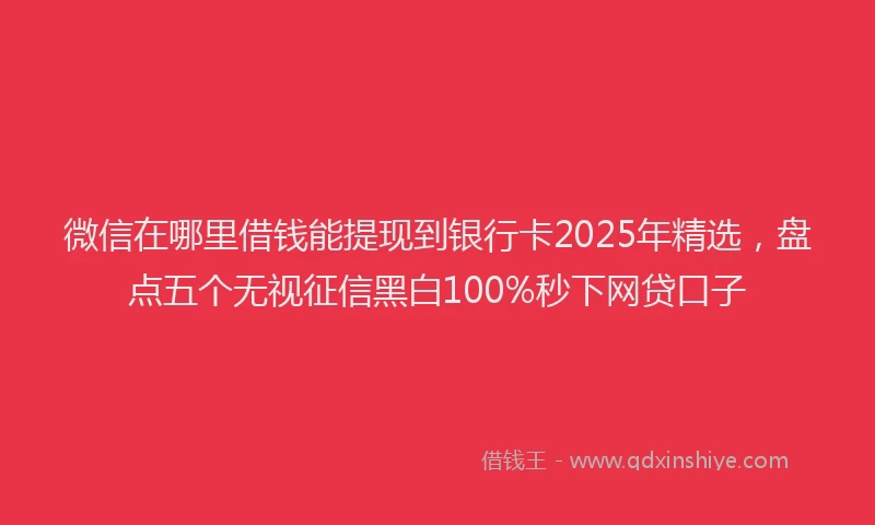 微信在哪里借钱能提现到银行卡2025年精选，盘点五个无视征信黑白100%秒下网贷口子