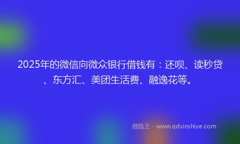 2025年的微信向微众银行借钱有：还呗、读秒贷、东方汇、美团生活费、融逸花等。