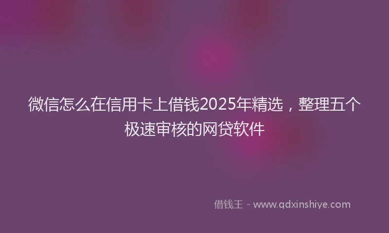 微信怎么在信用卡上借钱2025年精选，整理五个极速审核的网贷软件