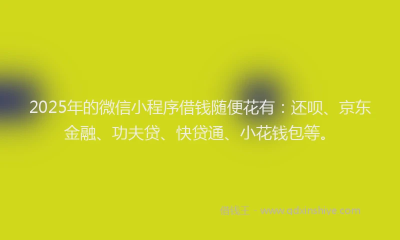 2025年的微信小程序借钱随便花有：还呗、京东金融、功夫贷、快贷通、小花钱包等。