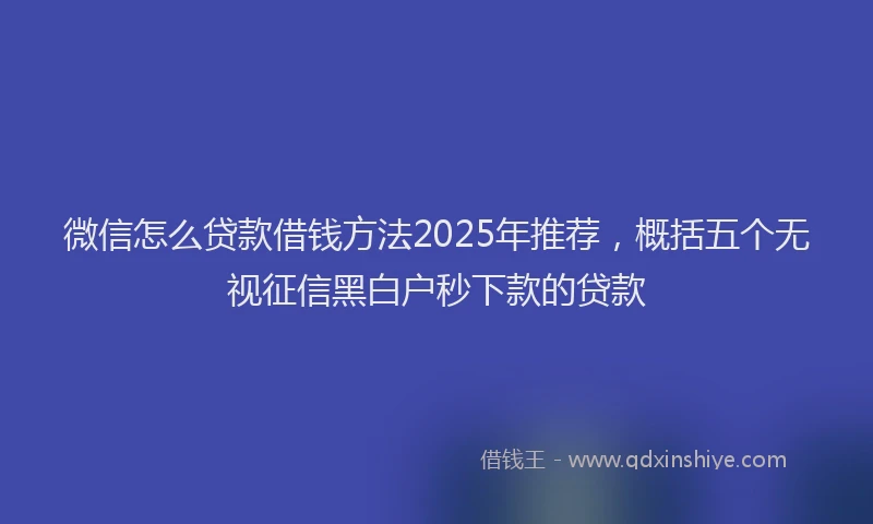 微信怎么贷款借钱方法2025年推荐，概括五个无视征信黑白户秒下款的贷款
