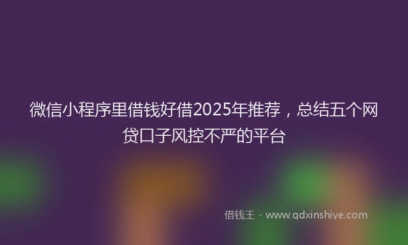 微信小程序里借钱好借2025年推荐，总结五个网贷口子风控不严的平台