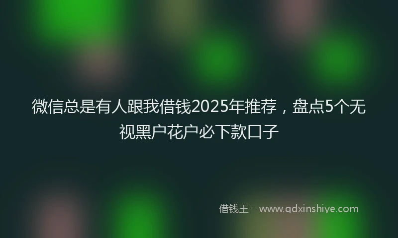微信总是有人跟我借钱2025年推荐，盘点5个无视黑户花户必下款口子