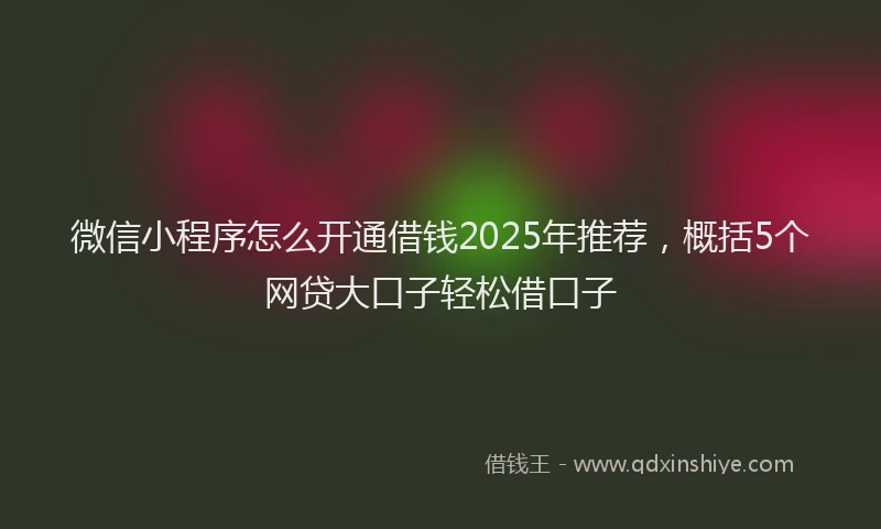 微信小程序怎么开通借钱2025年推荐，概括5个网贷大口子轻松借口子