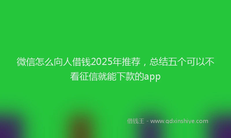 微信怎么向人借钱2025年推荐，总结五个可以不看征信就能下款的app