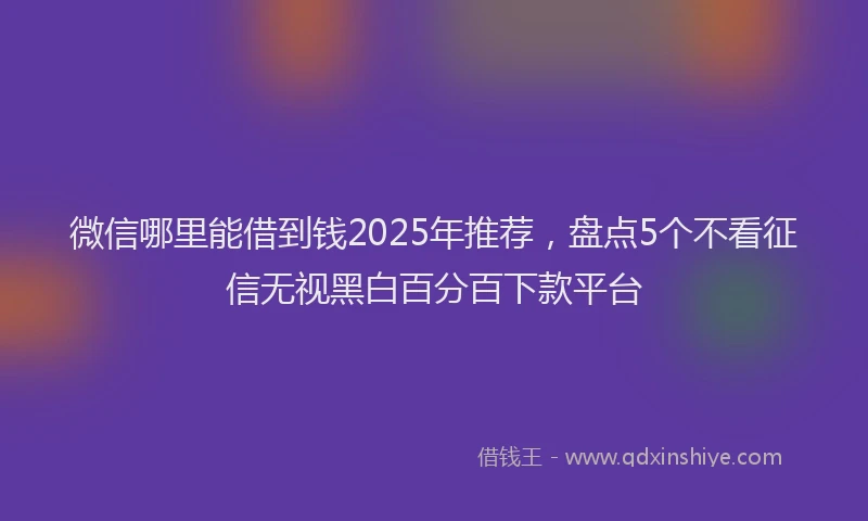 微信哪里能借到钱2025年推荐，盘点5个不看征信无视黑白百分百下款平台