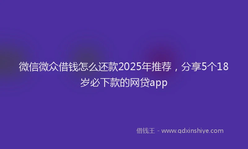 微信微众借钱怎么还款2025年推荐，分享5个18岁必下款的网贷app