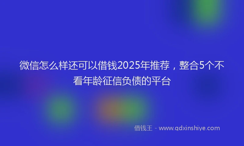 微信怎么样还可以借钱2025年推荐，整合5个不看年龄征信负债的平台