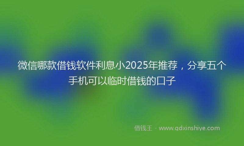 微信哪款借钱软件利息小2025年推荐，分享五个手机可以临时借钱的口子