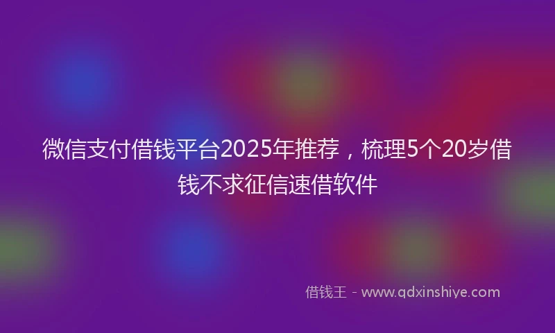 微信支付借钱平台2025年推荐，梳理5个20岁借钱不求征信速借软件