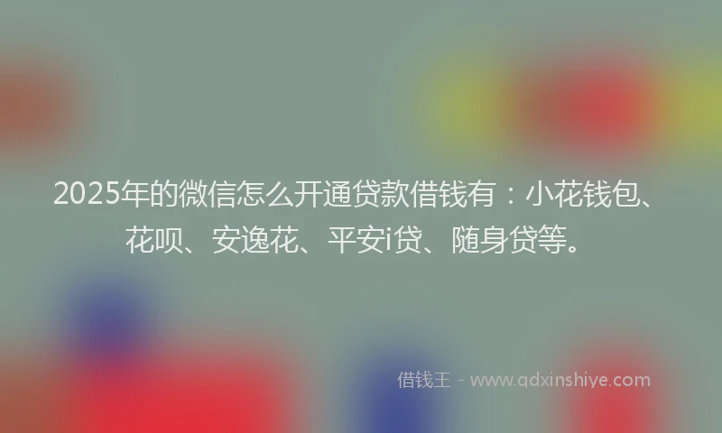 2025年的微信怎么开通贷款借钱有：小花钱包、花呗、安逸花、平安i贷、随身贷等。