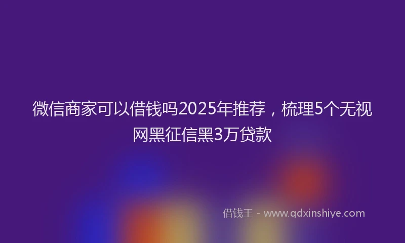 微信商家可以借钱吗2025年推荐，梳理5个无视网黑征信黑3万贷款