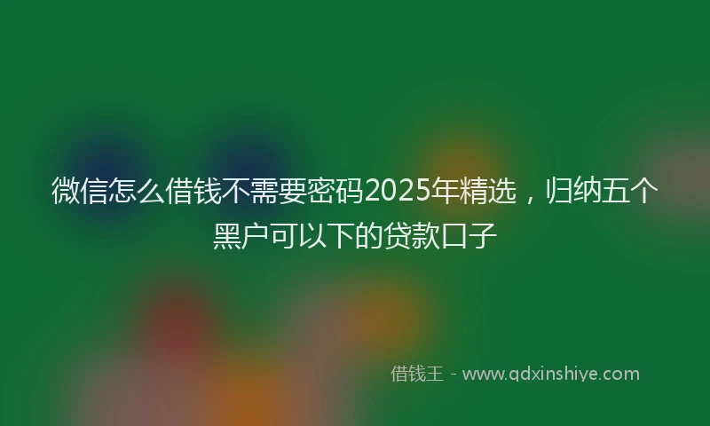 微信怎么借钱不需要密码2025年精选，归纳五个黑户可以下的贷款口子