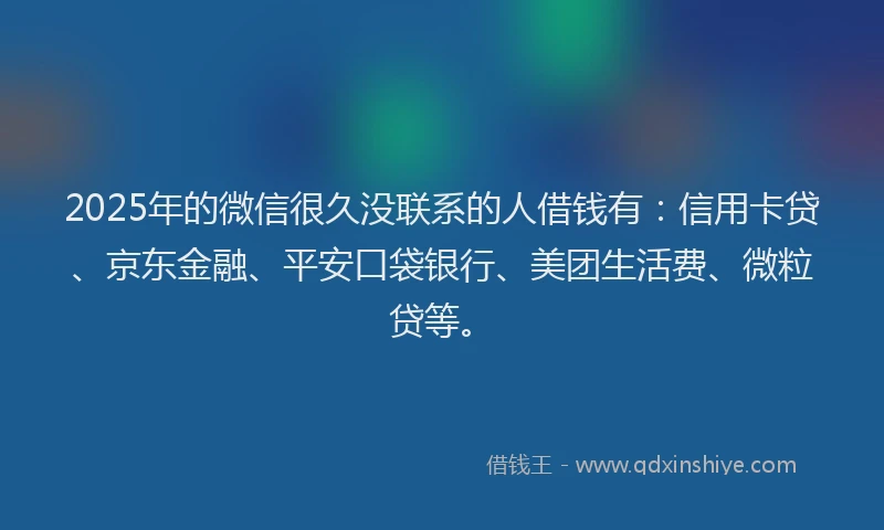 2025年的微信很久没联系的人借钱有：信用卡贷、京东金融、平安口袋银行、美团生活费、微粒贷等。