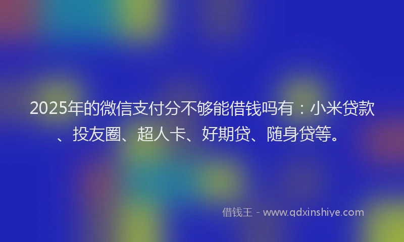 2025年的微信支付分不够能借钱吗有：小米贷款、投友圈、超人卡、好期贷、随身贷等。