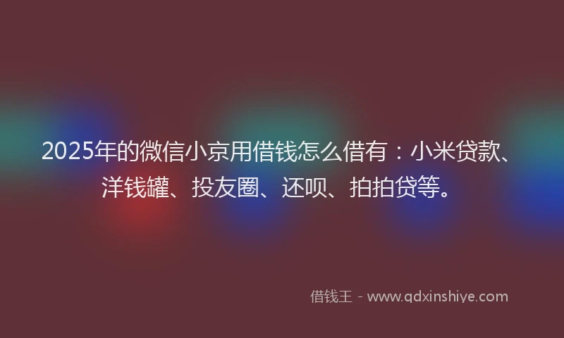 2025年的微信小京用借钱怎么借有：小米贷款、洋钱罐、投友圈、还呗、拍拍贷等。