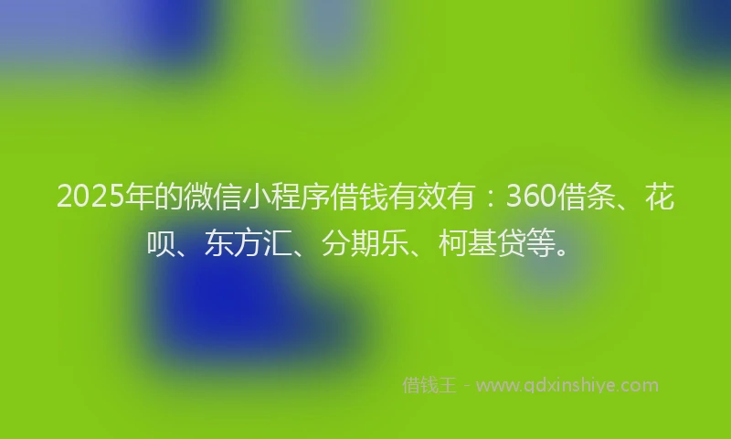 2025年的微信小程序借钱有效有：360借条、花呗、东方汇、分期乐、柯基贷等。