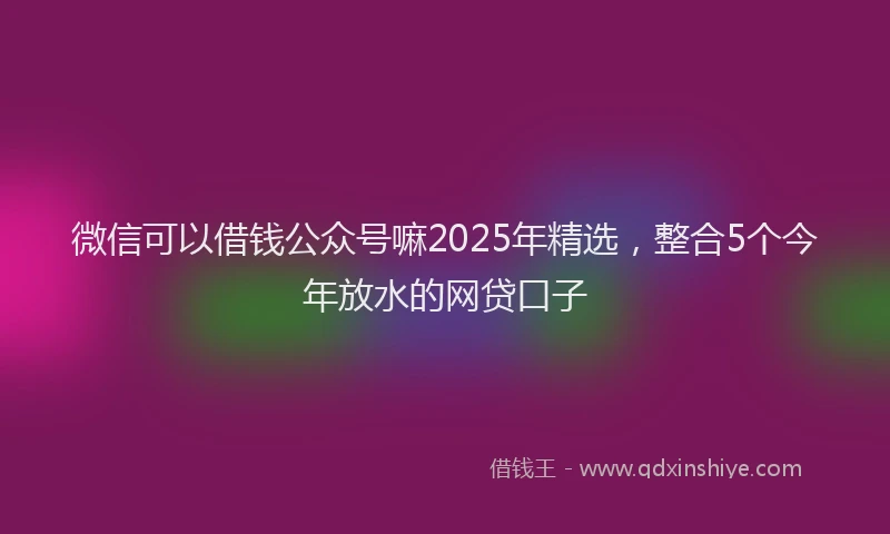 微信可以借钱公众号嘛2025年精选，整合5个今年放水的网贷口子
