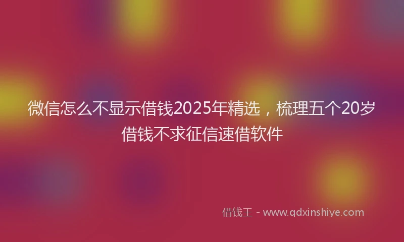 微信怎么不显示借钱2025年精选，梳理五个20岁借钱不求征信速借软件