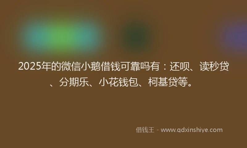 2025年的微信小鹅借钱可靠吗有：还呗、读秒贷、分期乐、小花钱包、柯基贷等。