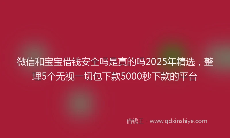 微信和宝宝借钱安全吗是真的吗2025年精选，整理5个无视一切包下款5000秒下款的平台