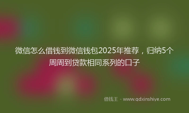 微信怎么借钱到微信钱包2025年推荐，归纳5个周周到贷款相同系列的口子