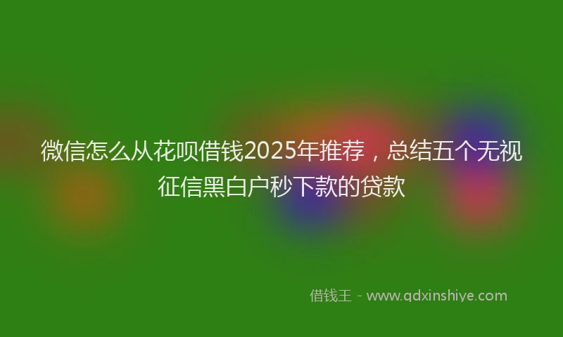 微信怎么从花呗借钱2025年推荐，总结五个无视征信黑白户秒下款的贷款