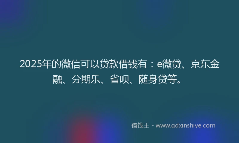 2025年的微信可以贷款借钱有：e微贷、京东金融、分期乐、省呗、随身贷等。