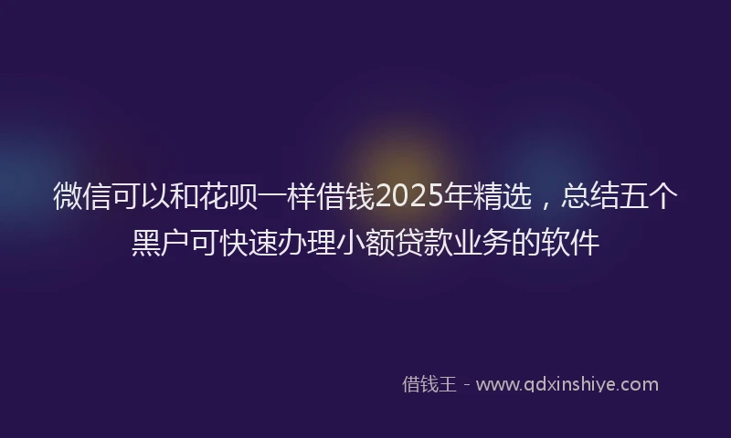 微信可以和花呗一样借钱2025年精选，总结五个黑户可快速办理小额贷款业务的软件