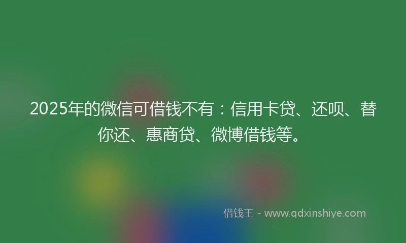 2025年的微信可借钱不有：信用卡贷、还呗、替你还、惠商贷、微博借钱等。