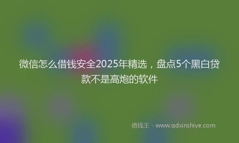 微信怎么借钱安全2025年精选，盘点5个黑白贷款不是高炮的软件