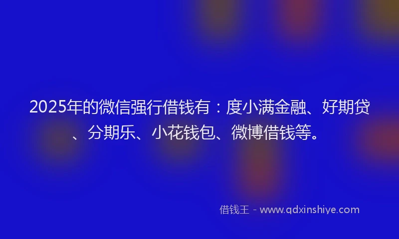2025年的微信强行借钱有：度小满金融、好期贷、分期乐、小花钱包、微博借钱等。