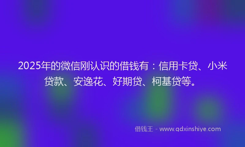 2025年的微信刚认识的借钱有：信用卡贷、小米贷款、安逸花、好期贷、柯基贷等。