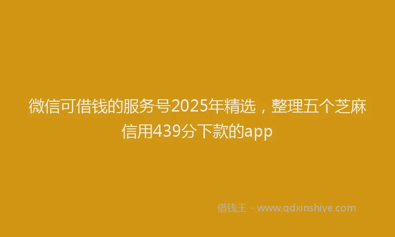 微信可借钱的服务号2025年精选，整理五个芝麻信用439分下款的app