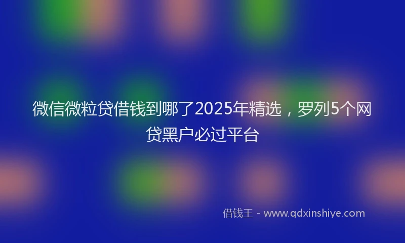 微信微粒贷借钱到哪了2025年精选，罗列5个网贷黑户必过平台