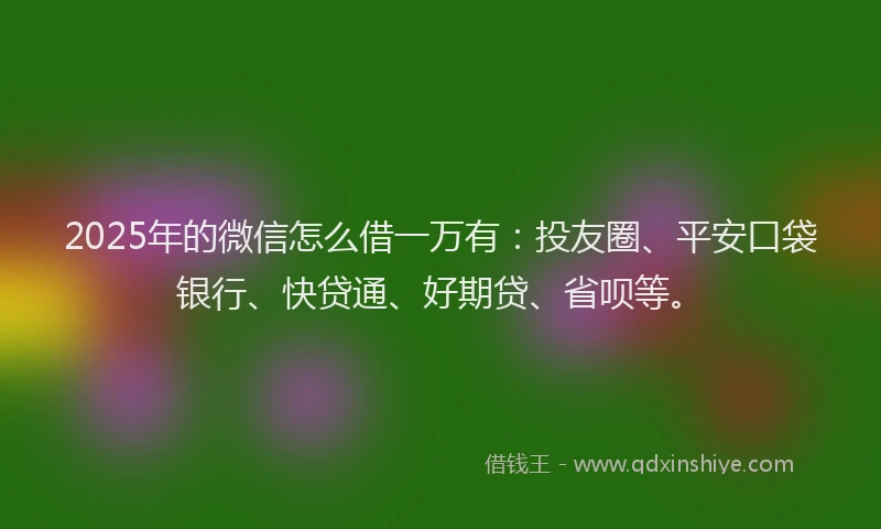 2025年的微信怎么借一万有：投友圈、平安口袋银行、快贷通、好期贷、省呗等。