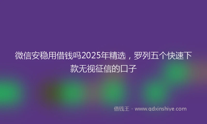 微信安稳用借钱吗2025年精选，罗列五个快速下款无视征信的口子