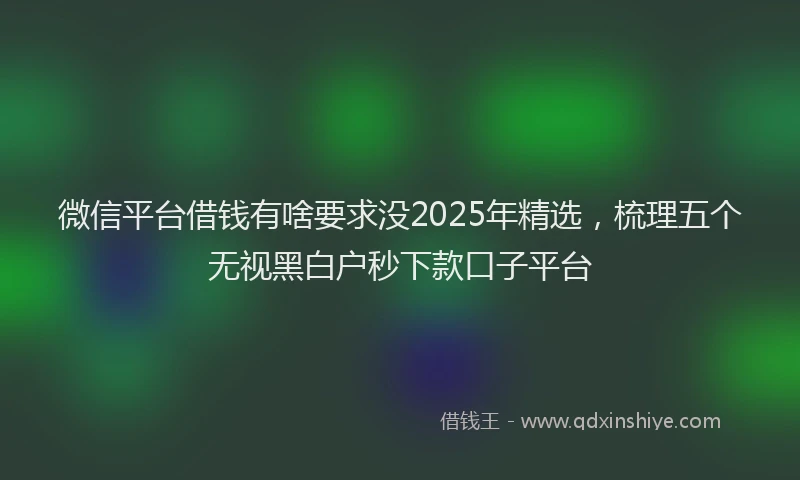 微信平台借钱有啥要求没2025年精选，梳理五个无视黑白户秒下款口子平台
