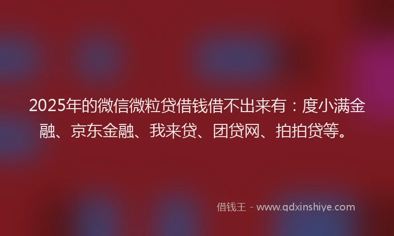 2025年的微信微粒贷借钱借不出来有：度小满金融、京东金融、我来贷、团贷网、拍拍贷等。