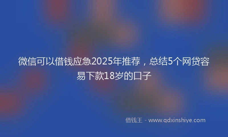 微信可以借钱应急2025年推荐，总结5个网贷容易下款18岁的口子