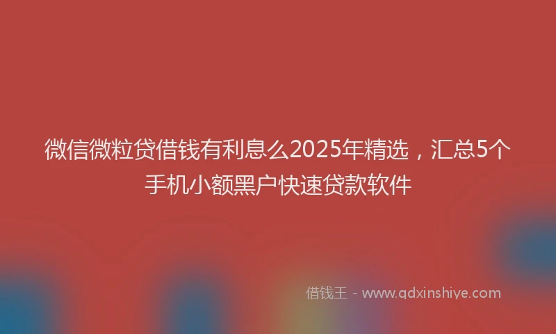 微信微粒贷借钱有利息么2025年精选，汇总5个手机小额黑户快速贷款软件