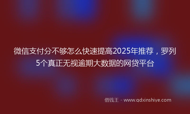 微信支付分不够怎么快速提高2025年推荐，罗列5个真正无视逾期大数据的网贷平台