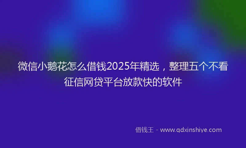 微信小鹅花怎么借钱2025年精选，整理五个不看征信网贷平台放款快的软件