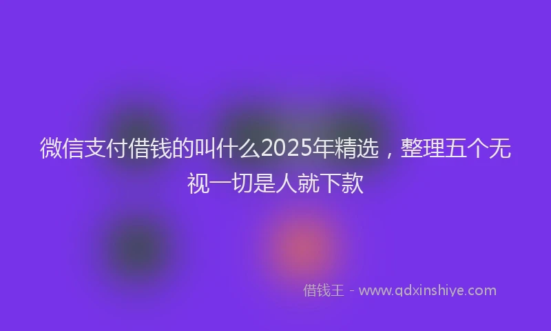 微信支付借钱的叫什么2025年精选，整理五个无视一切是人就下款